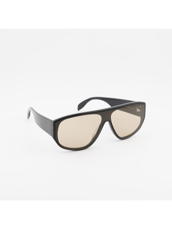 Alexander McQueen AM0386S 002 Sunglasses Black Shield Frame, Brown Lenses main image 9